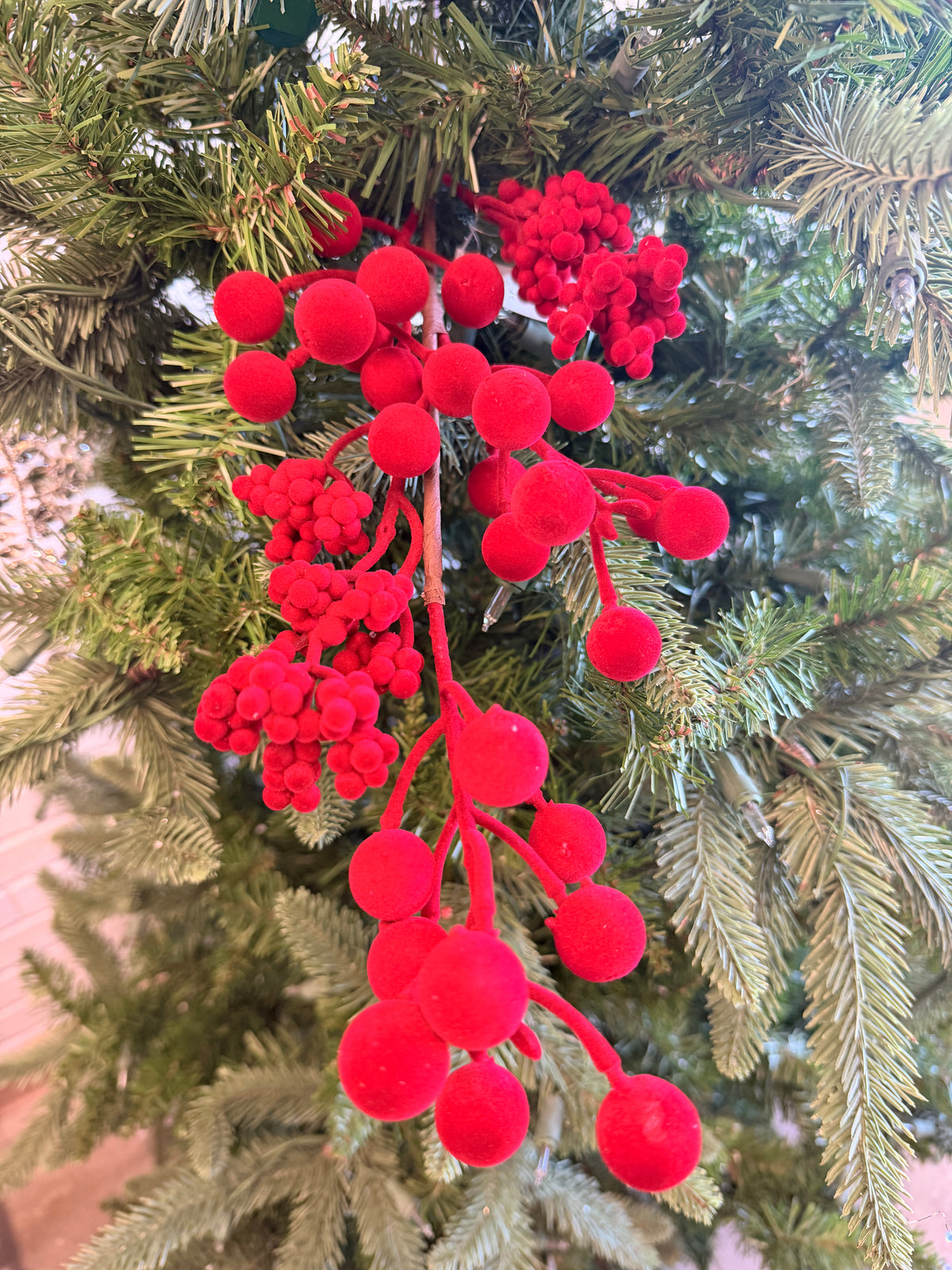 Flocked Red Berry Spray