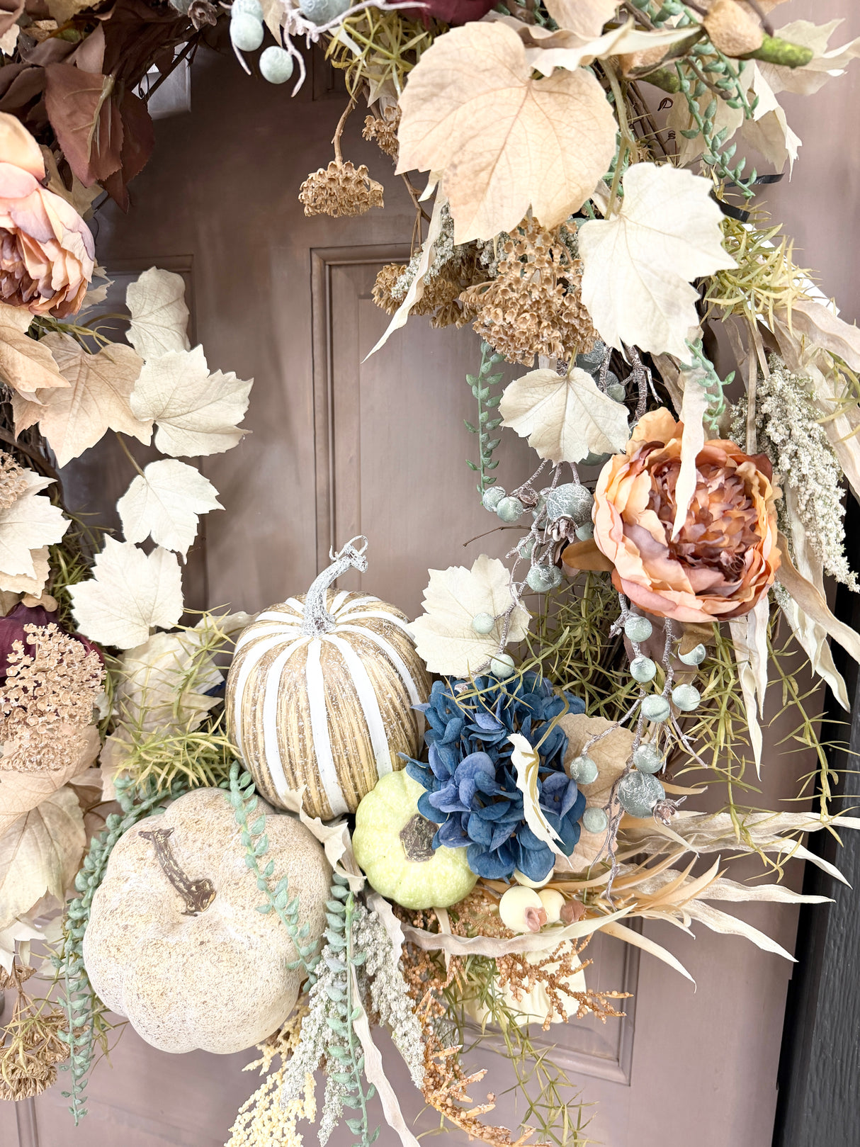 31" Blue Velvet Harvest Wreath