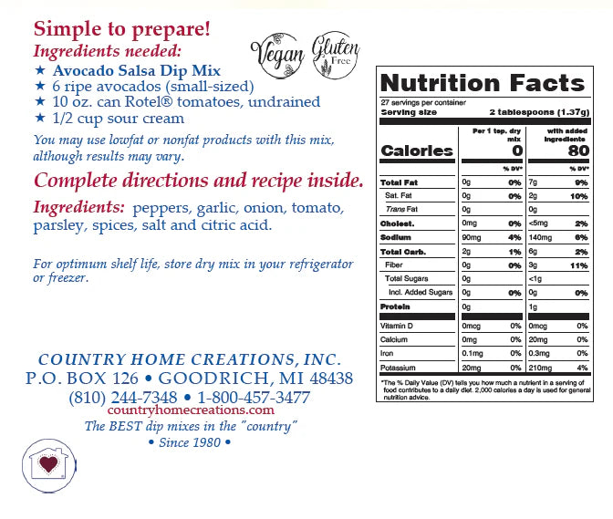 Avocado Salsa Dip Mix