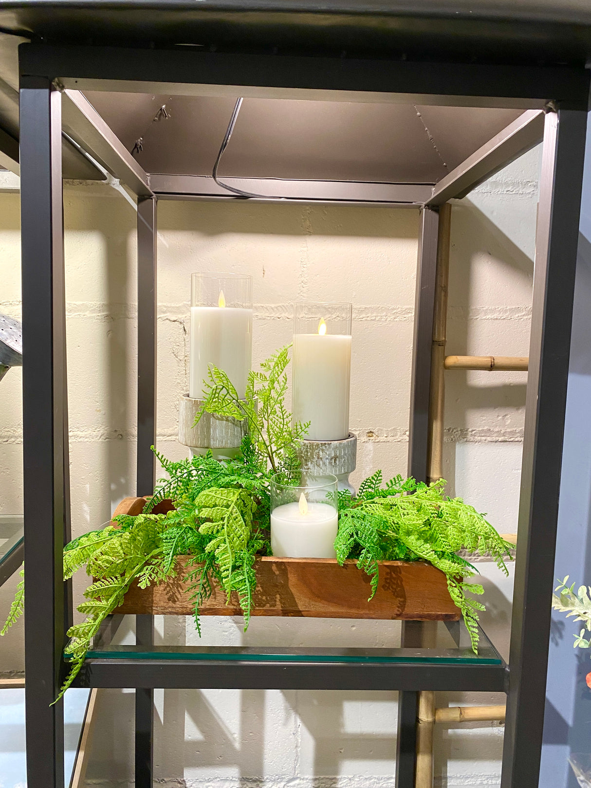 Cream Moving LED Glass Candle Set