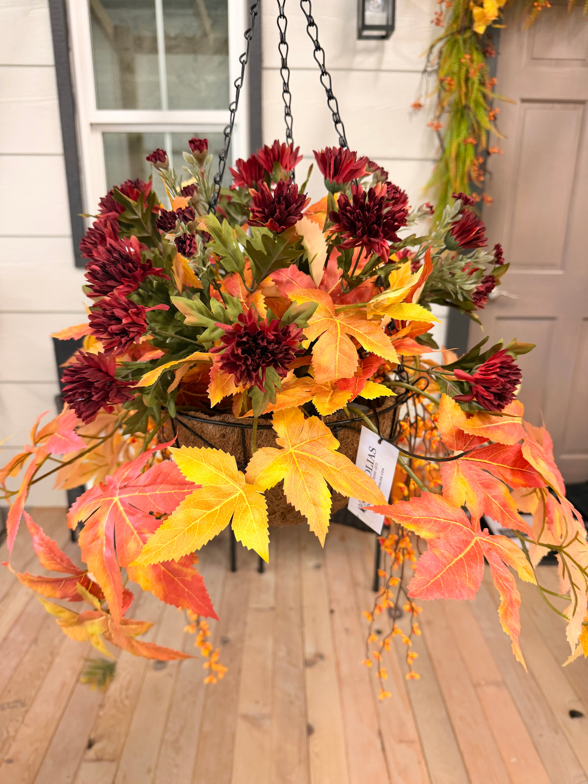 28" Autumn Waterfall Hanging Basket