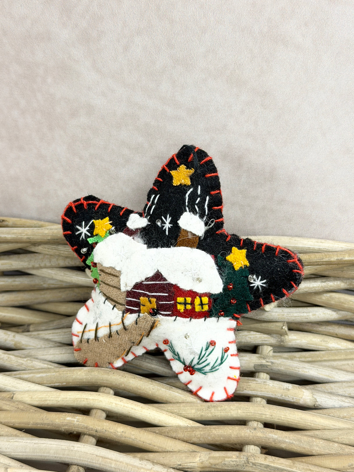 Handmade Black Star House Ornament