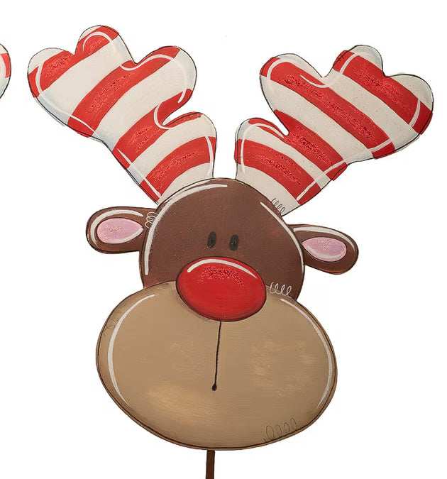 Candy Cane Reindeer Stake - 2 Styles
