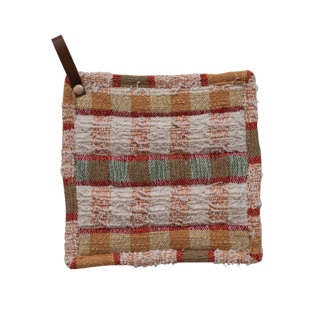 Woven Cotton Slub & Wool Striped Pot Holder