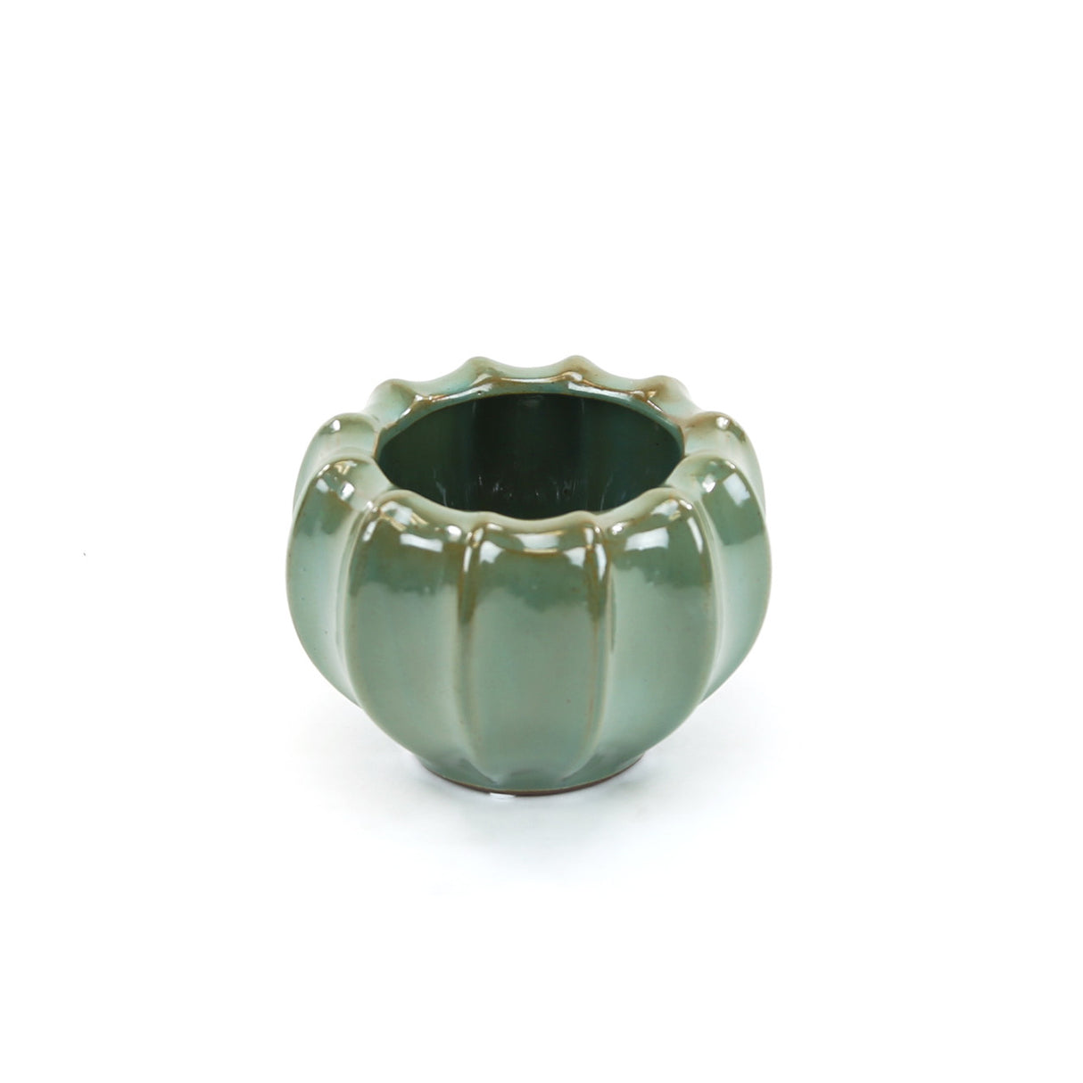Variegated Green-Brown Ridged Vase Planter