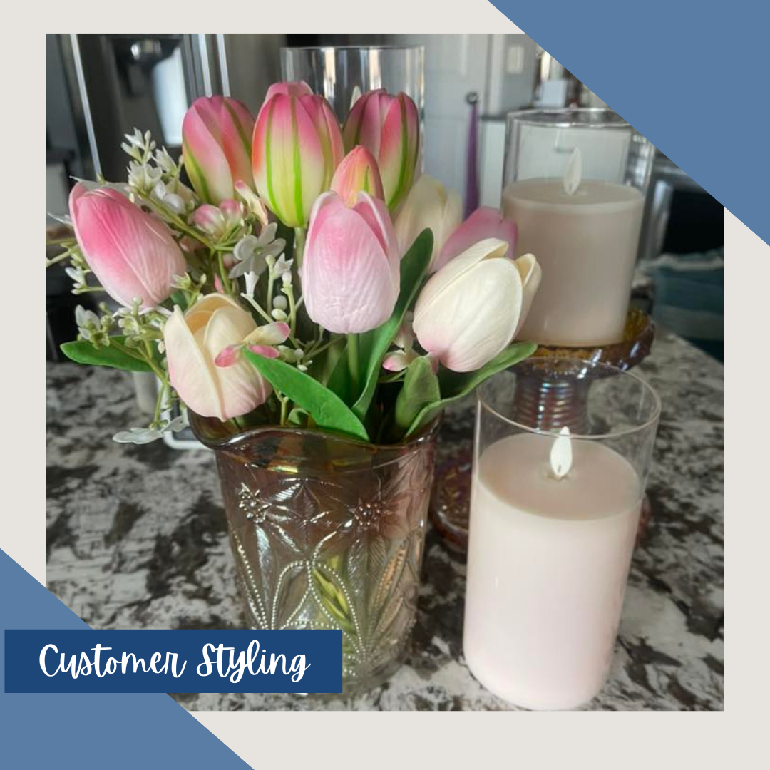 Cream Moving LED Glass Candle Set