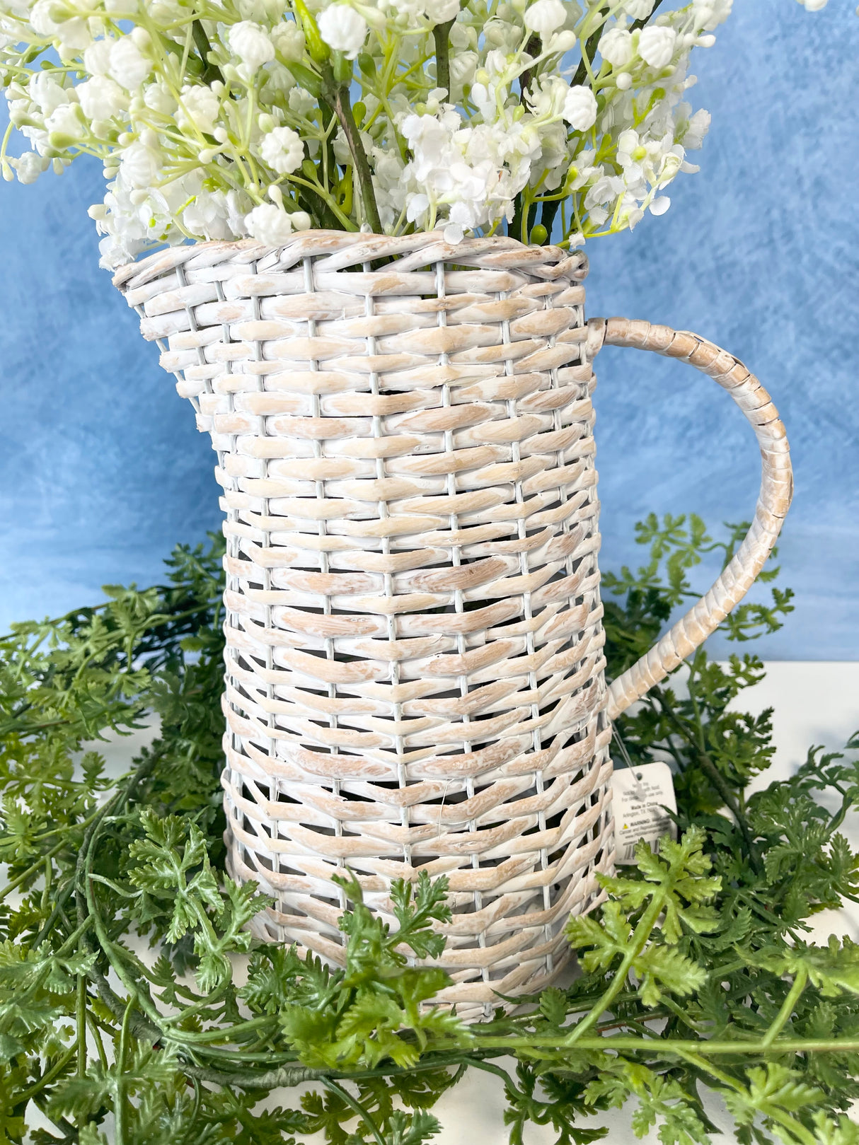 Whitewash Woven Pitcher