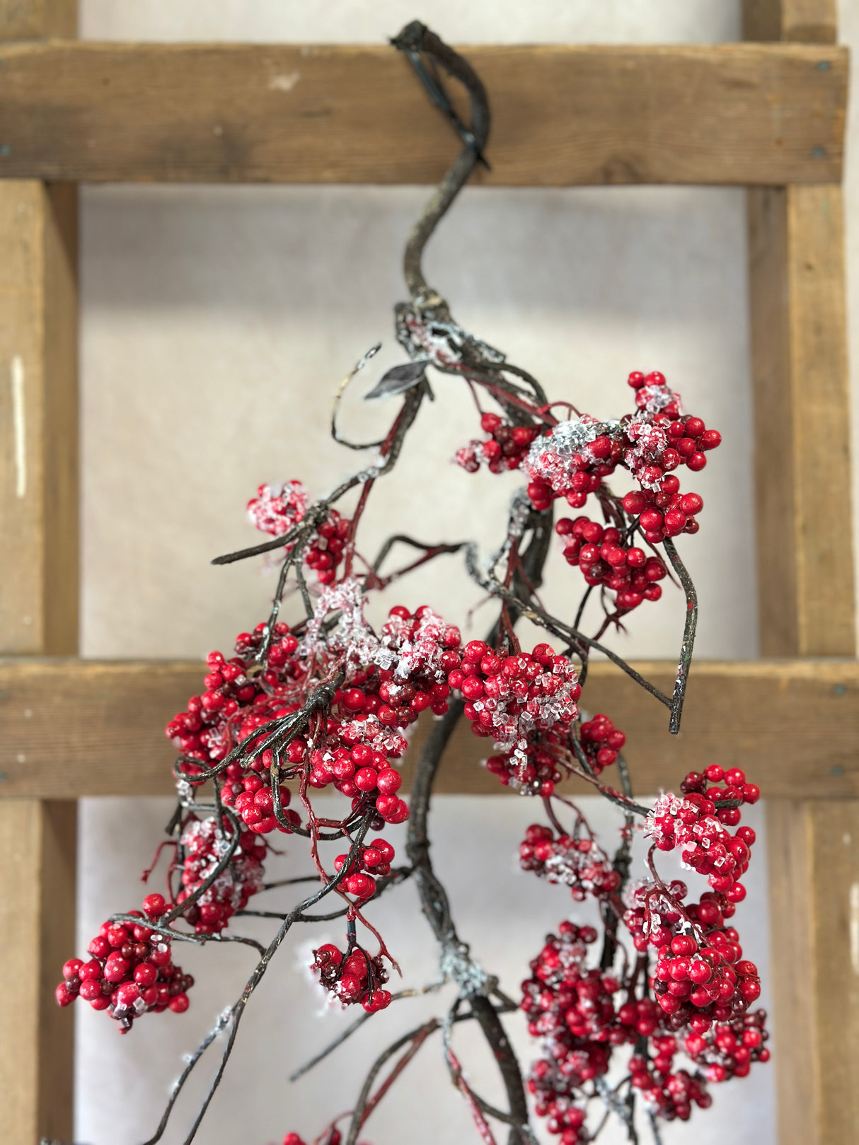 48" Icy Red Berry Hanging Garland