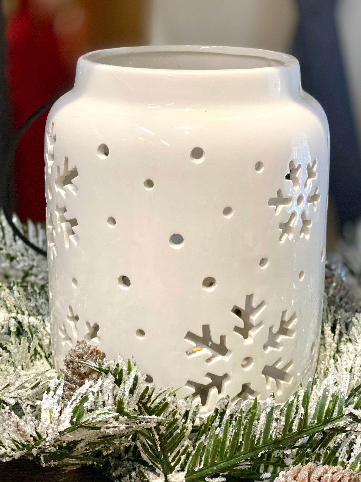 Lighted White Porcelain Joy Lantern