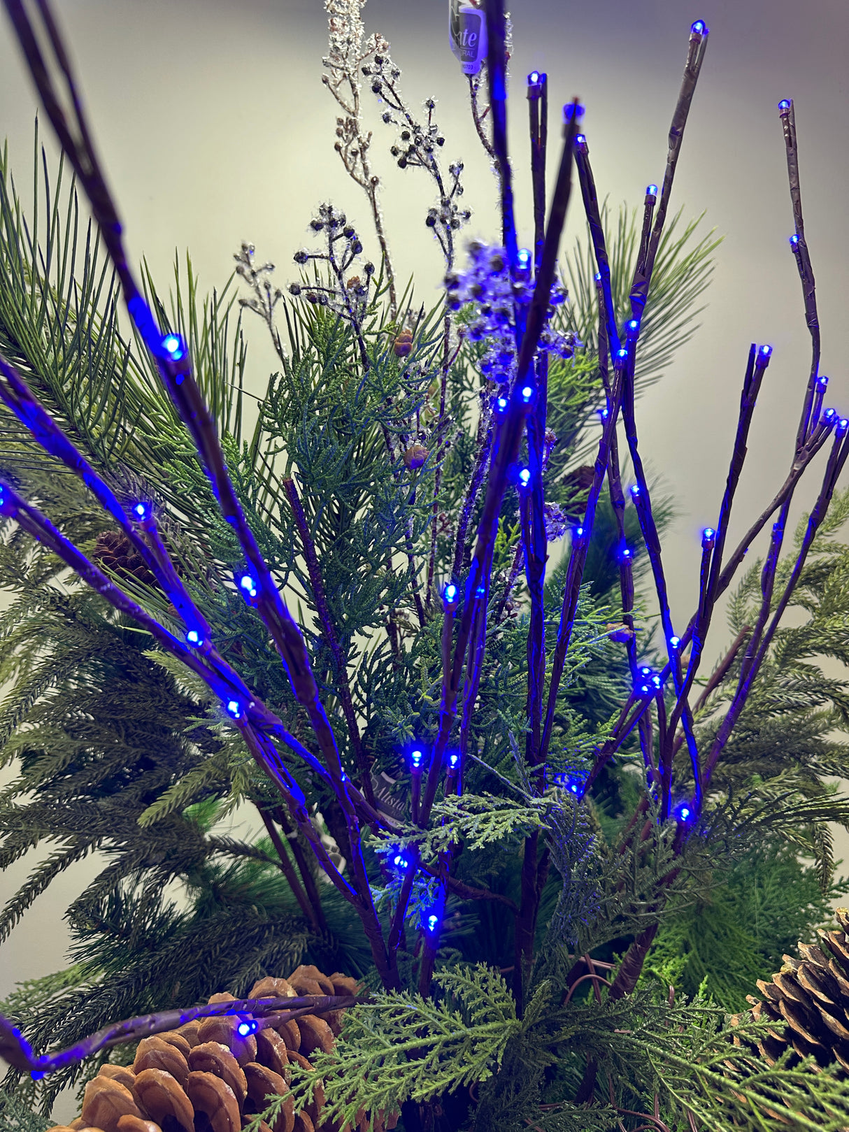 Outdoor Blue Lighted Branch Set of 3