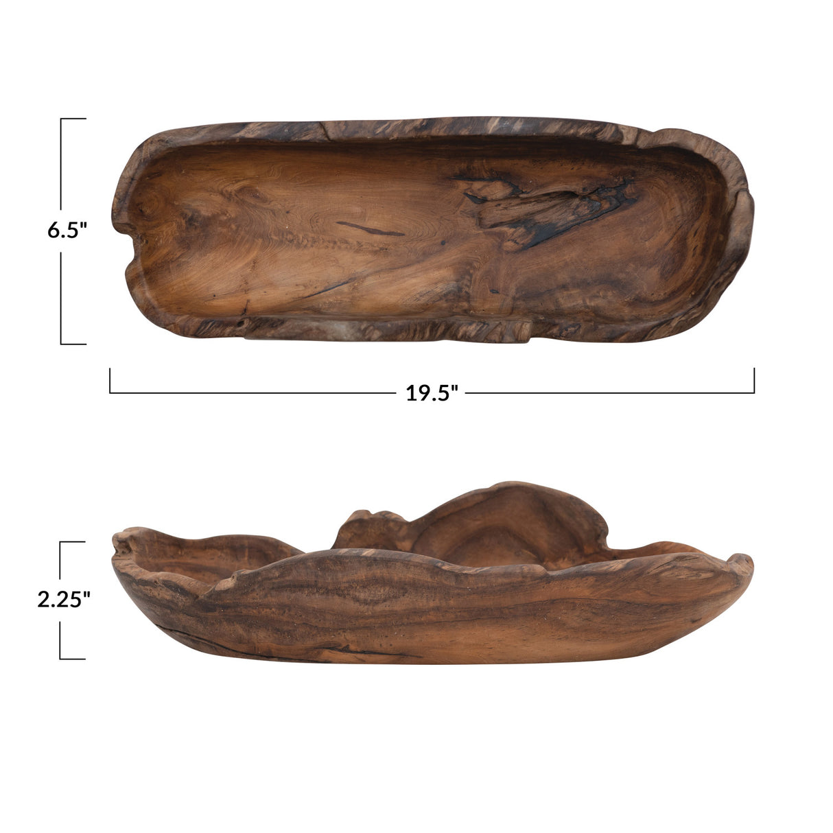 Decorative Teak Wood Oblong Bowl