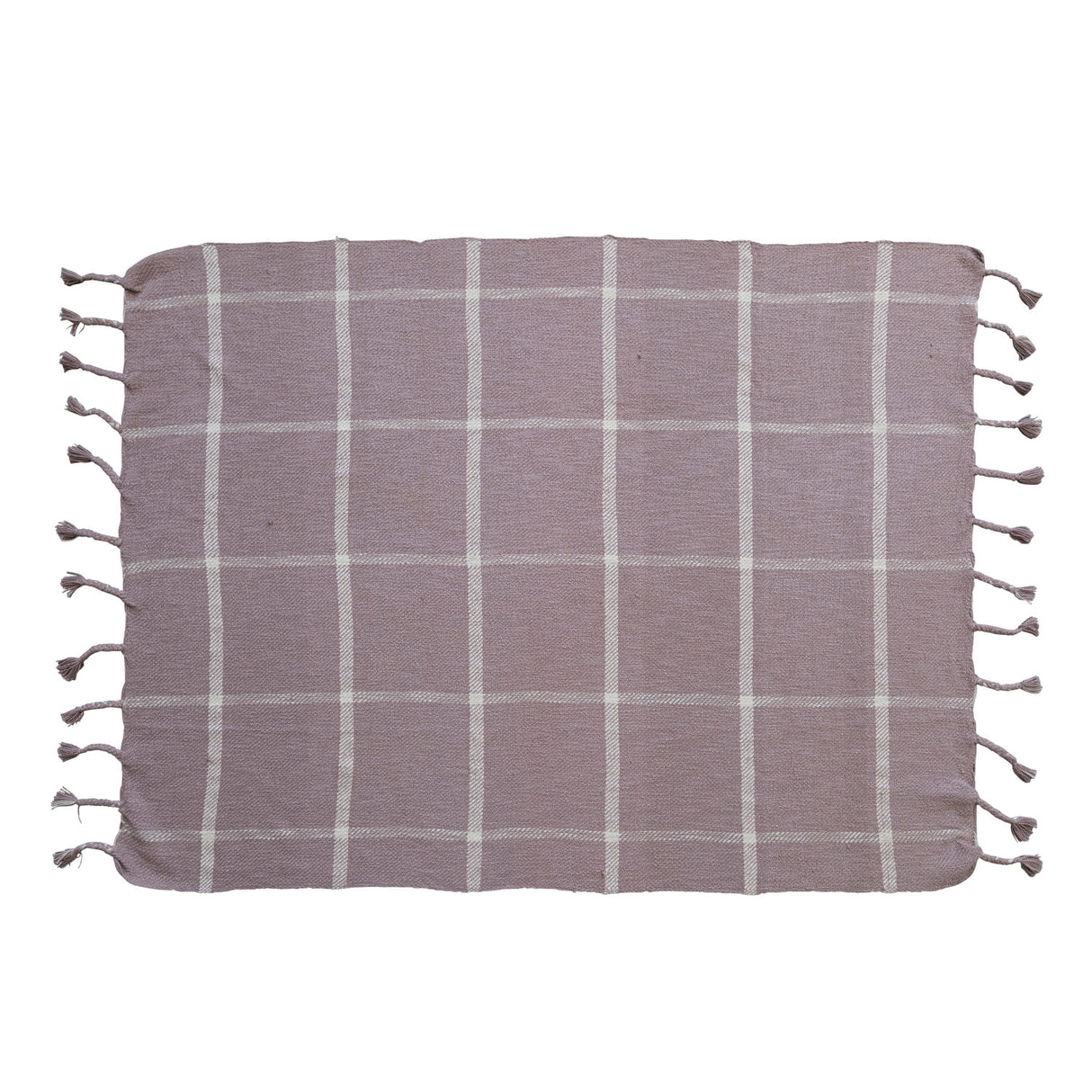 Woven Cotton Slub Throw w/ Grid Pattern