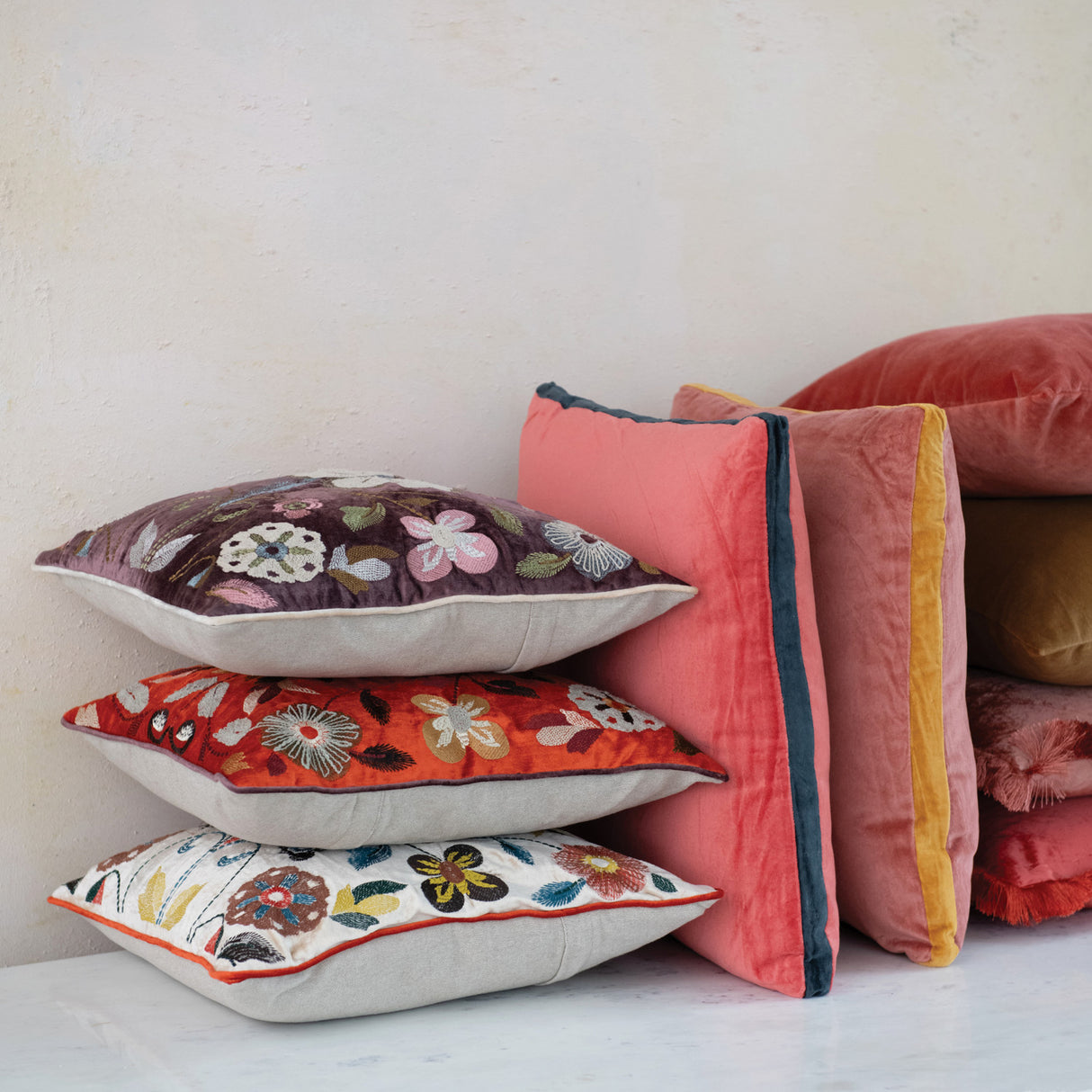 Botanical Velvet Pillow - 3 Colors