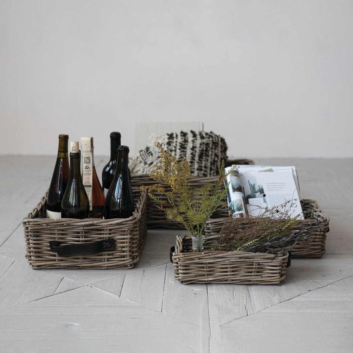 Hand-Woven Rattan Nesting Baskets - 2 Sizes