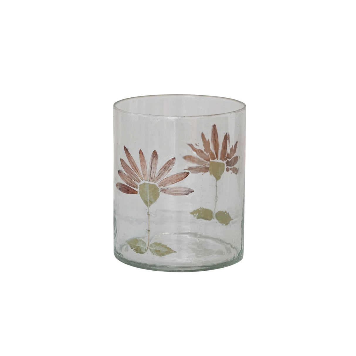 Gerbera Daisy Recycled Glass Candle Holder