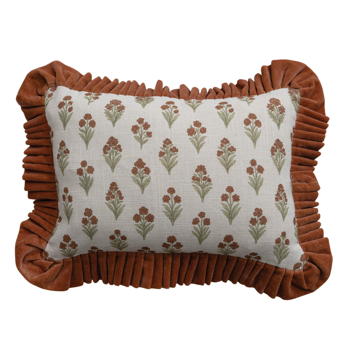 Velvet Ruffle Lumbar Pillow