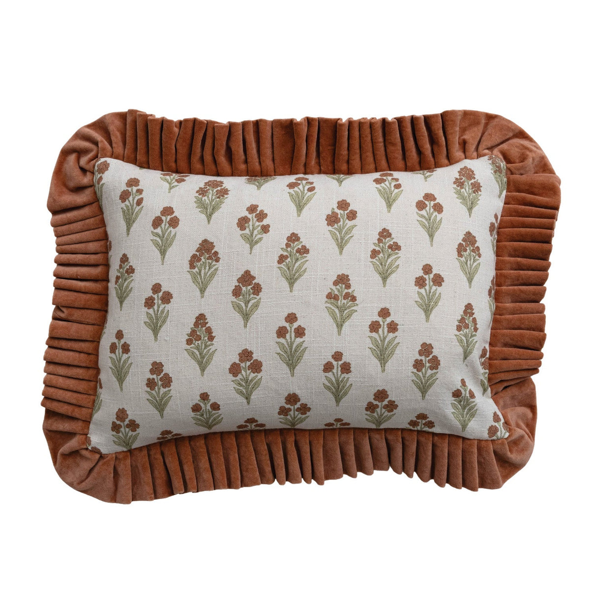 Velvet Ruffle Lumbar Pillow