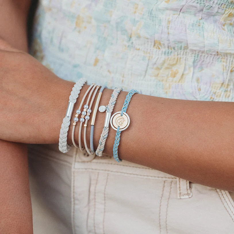 Wonder Soft Creams & Blues Hair Tie Bracelet Set