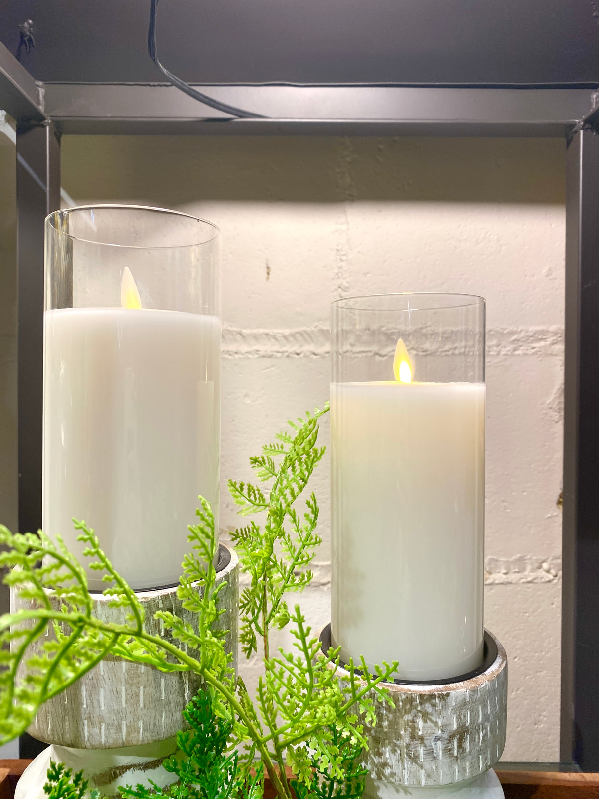 Cream Moving LED Glass Candle Set