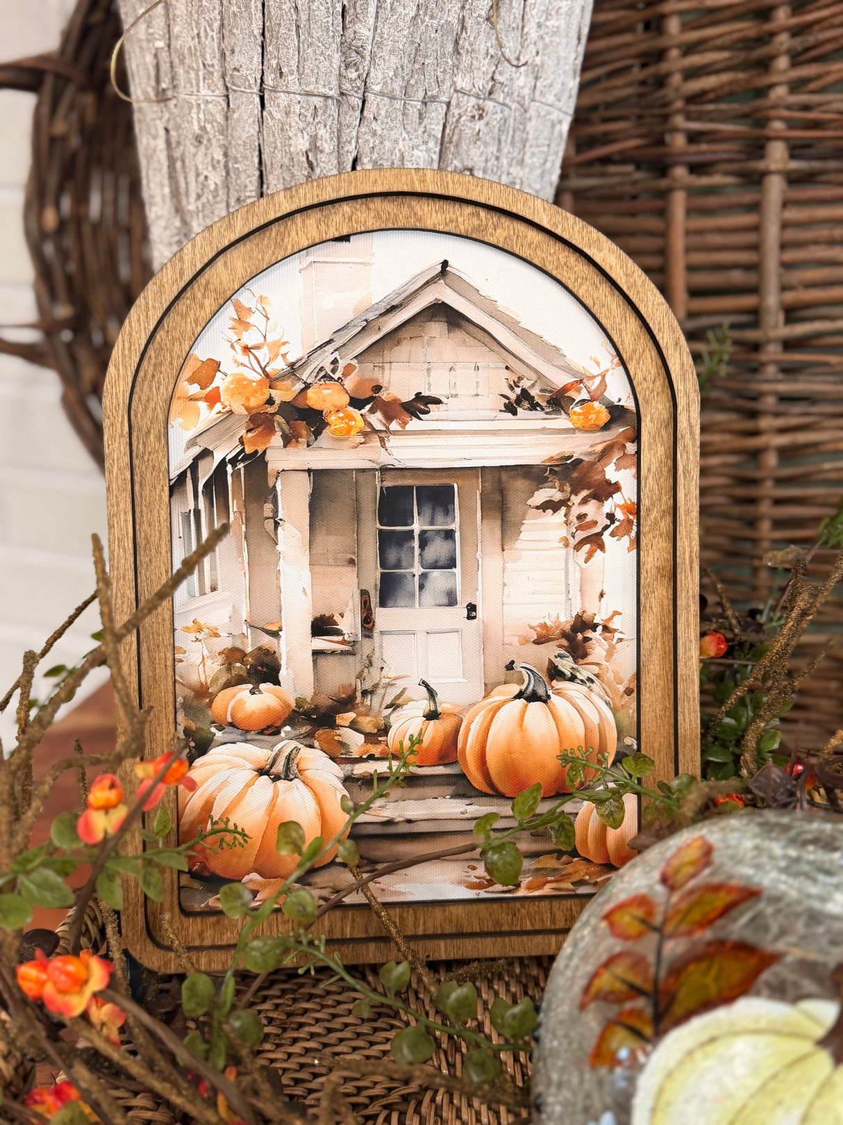 Arch Top Pumpkin Shed Framed Art
