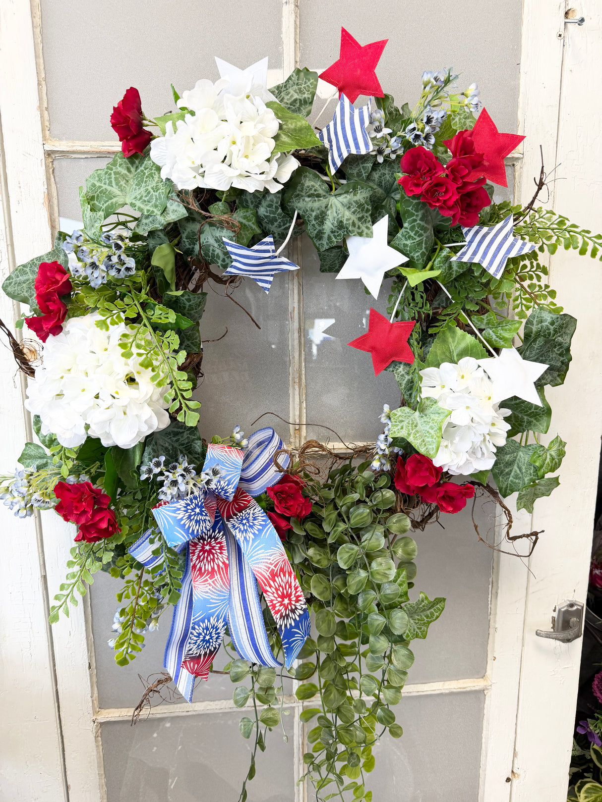 32" UV Protect Red, White & BOOM Wreath