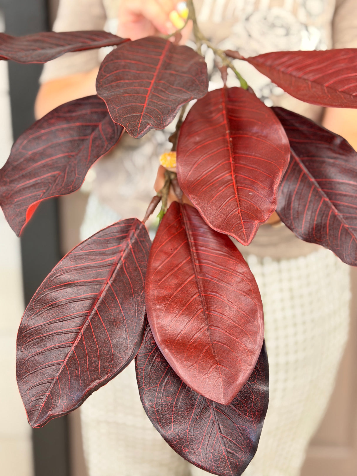 Burgundy Magnolia Leaf Spray