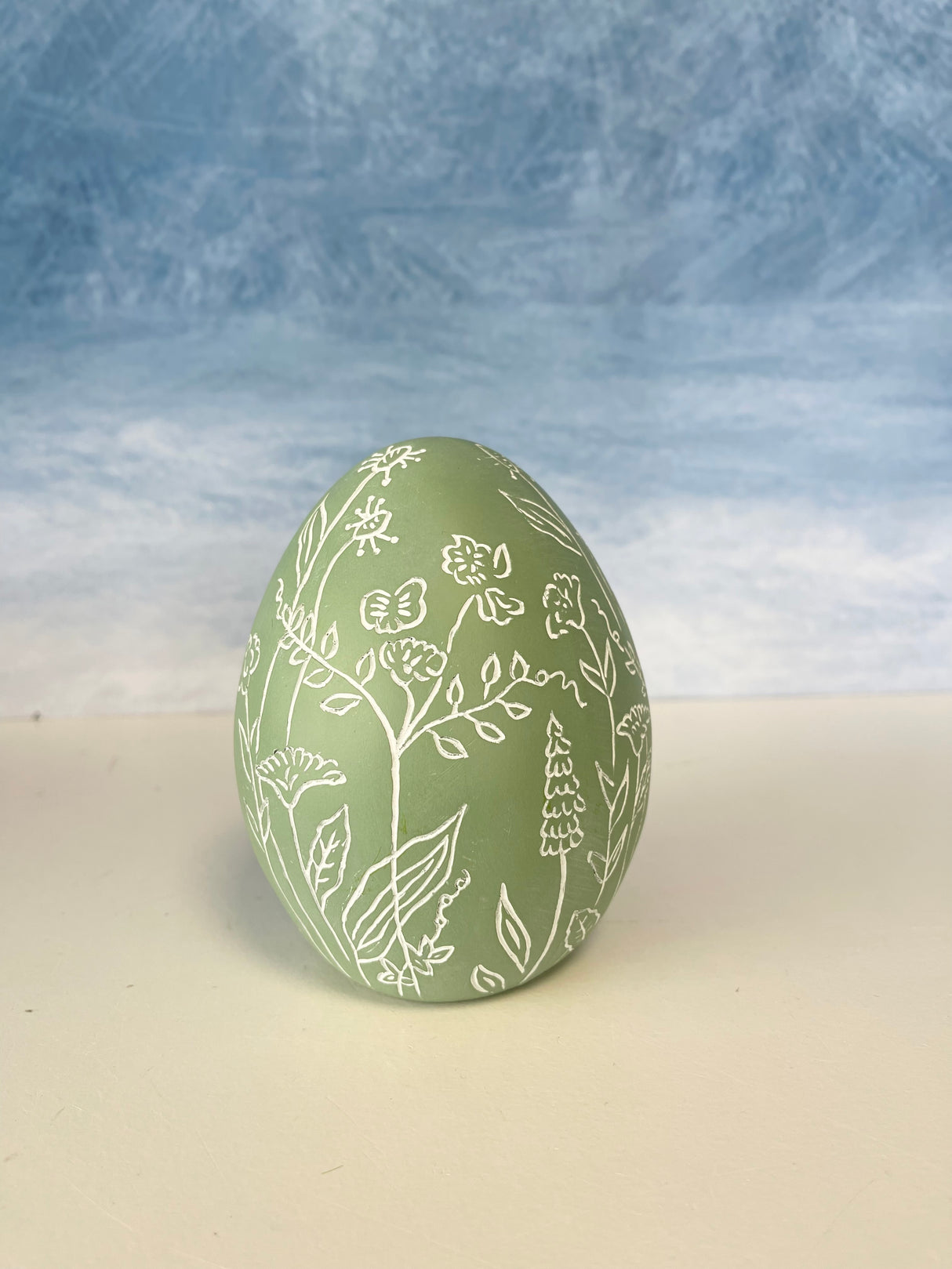 Painted Resin Floral Egg - 2 Sizes