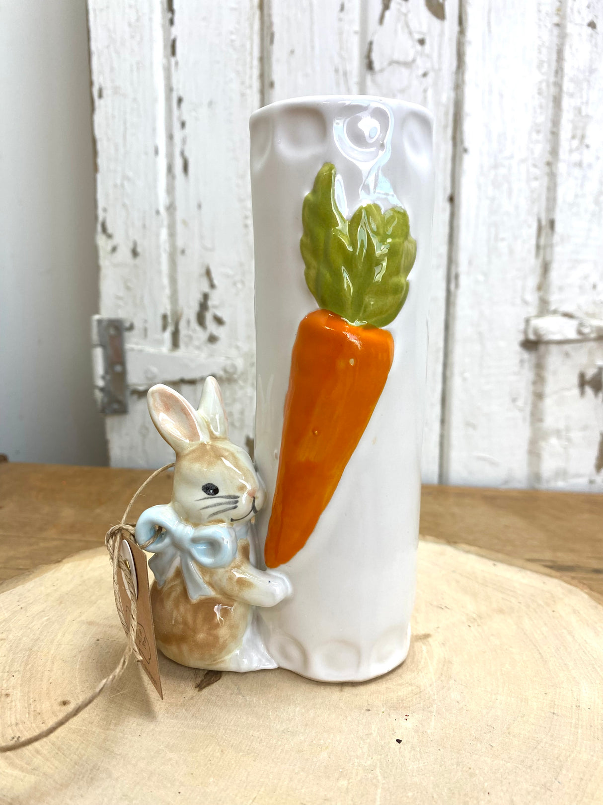Blue Bow Bunny Bunny Bud Vase