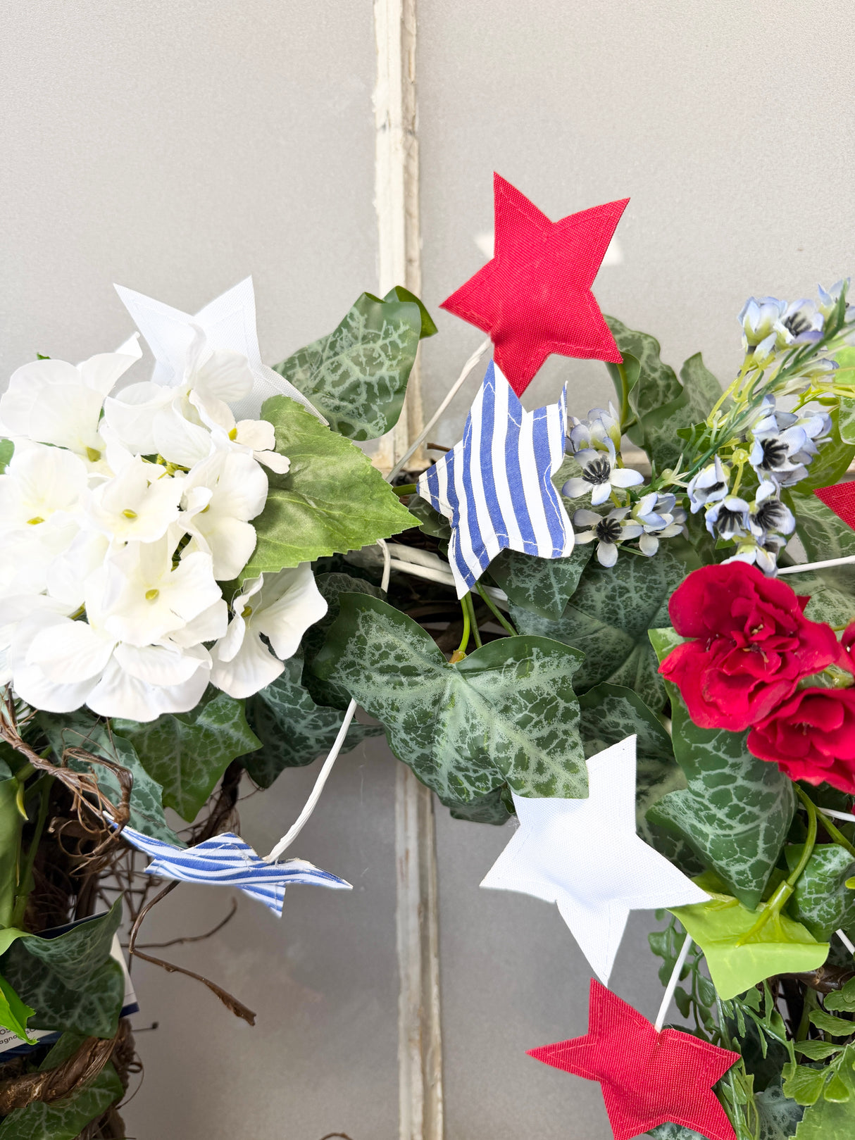 32" UV Protect Red, White & BOOM Wreath