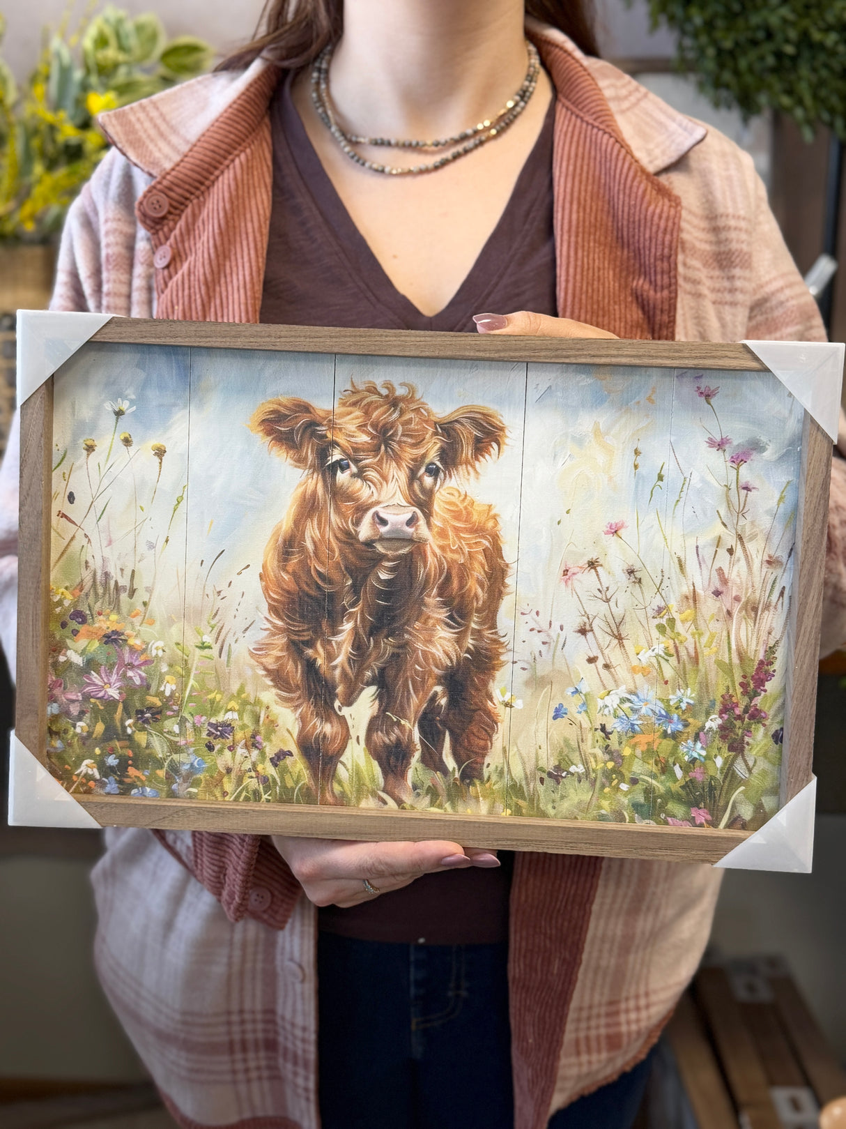 Mountain Cow III Wood Art