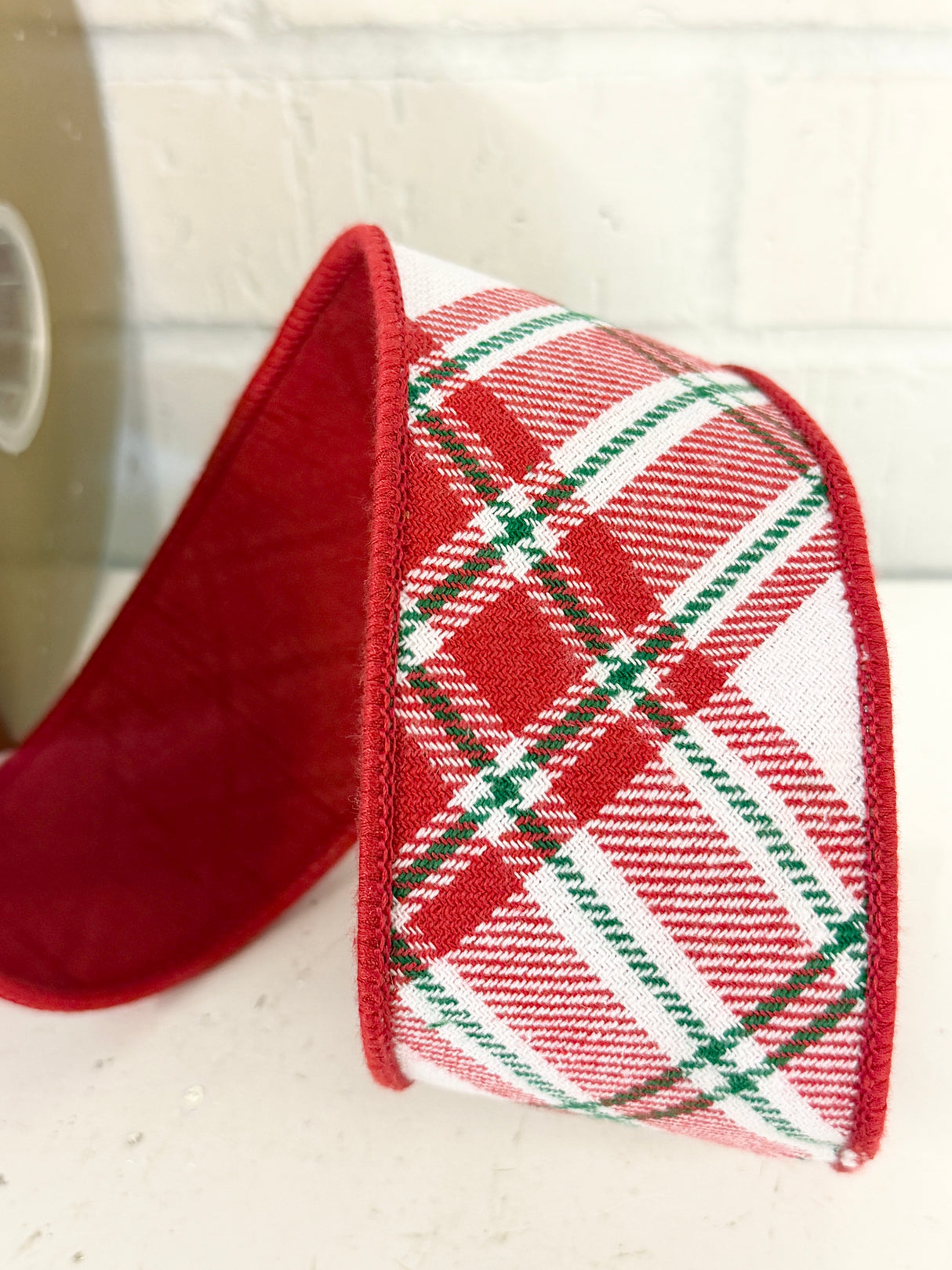 2.5" Red White Cotton Plaid Ribbon Bolt