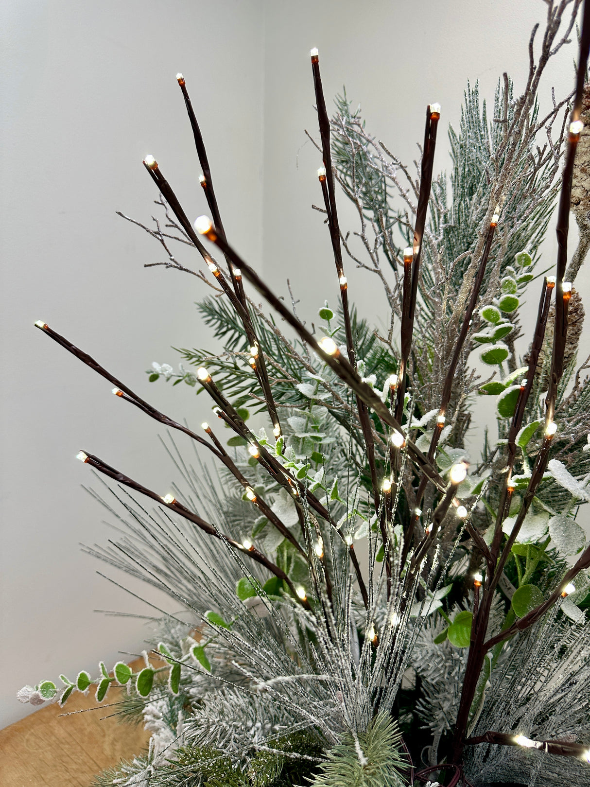 Outdoor Cool White Lighted Branch Set of 3