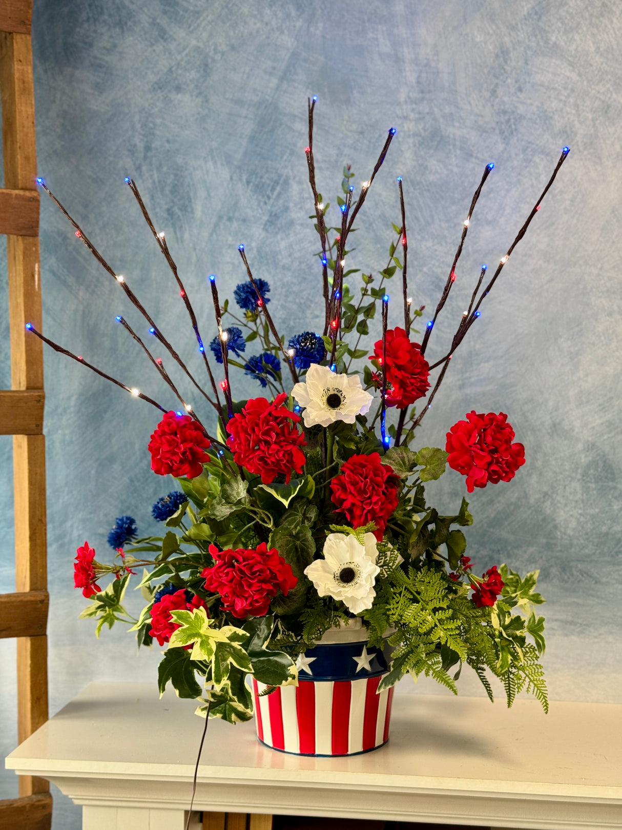Patriotic Lighted Branch Set