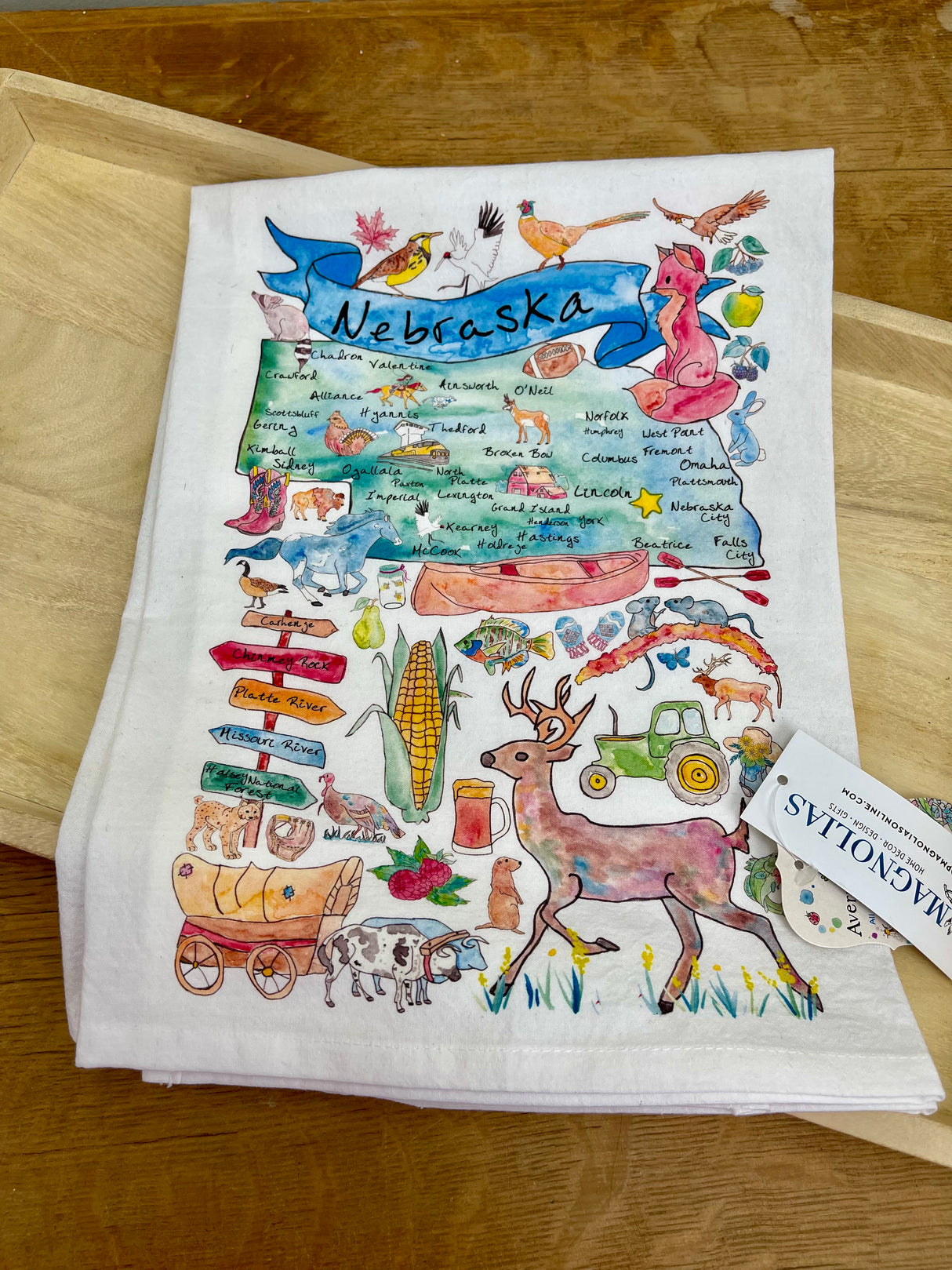 Nebraska State Map Souvenir Kitchen Towel