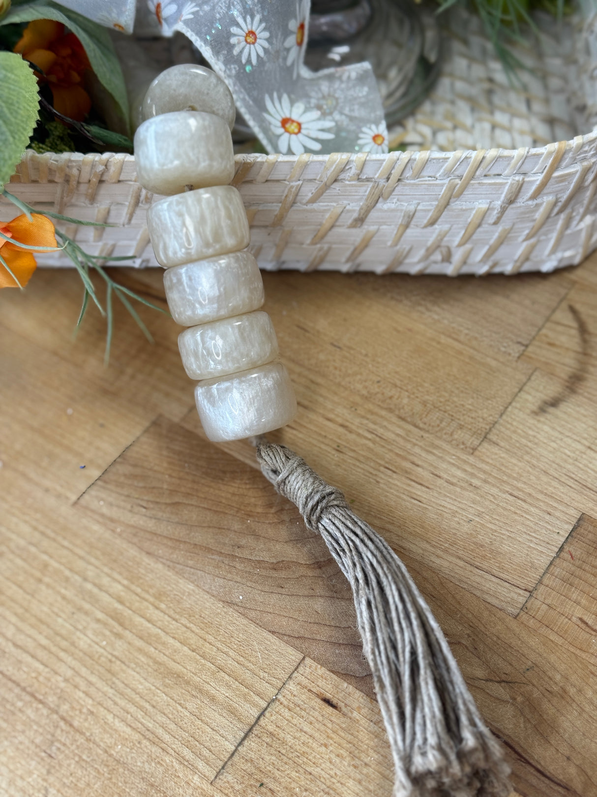 38" Ivory Resin Beaded Garland