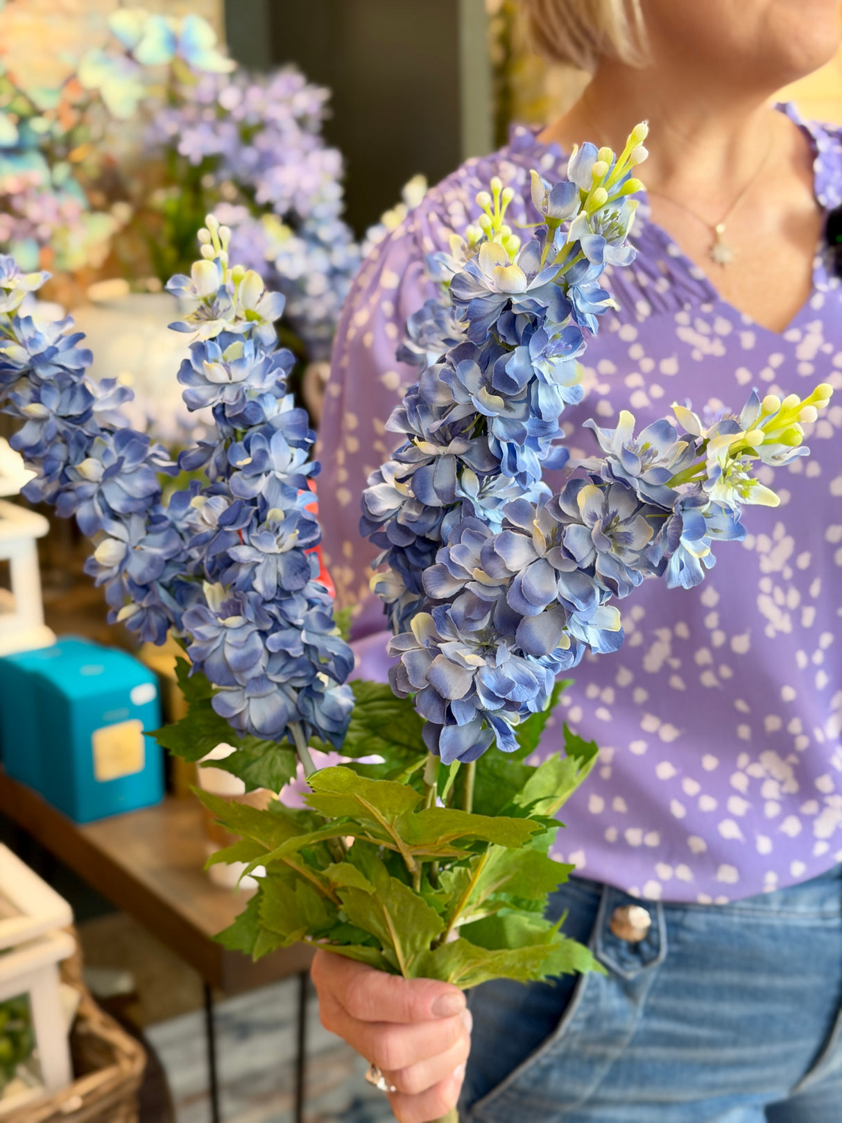 Blue Blooms Delphinium Bush