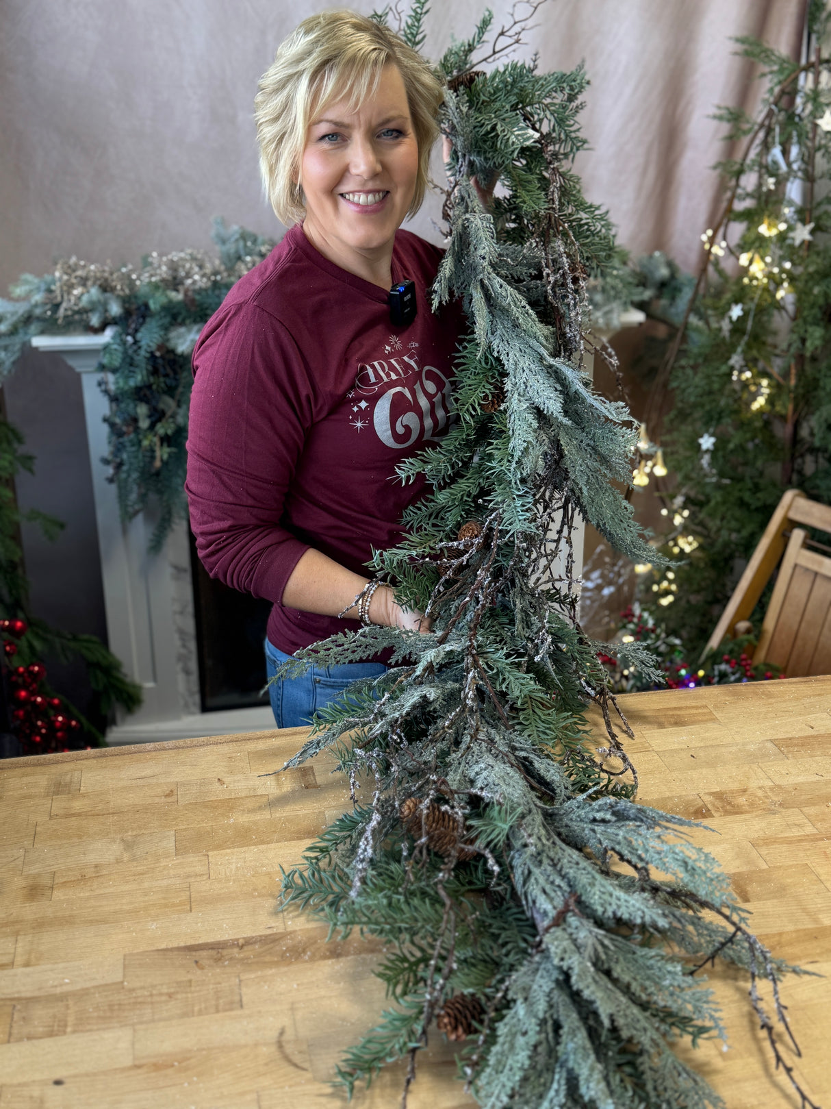 57" Flocked Twig Garland