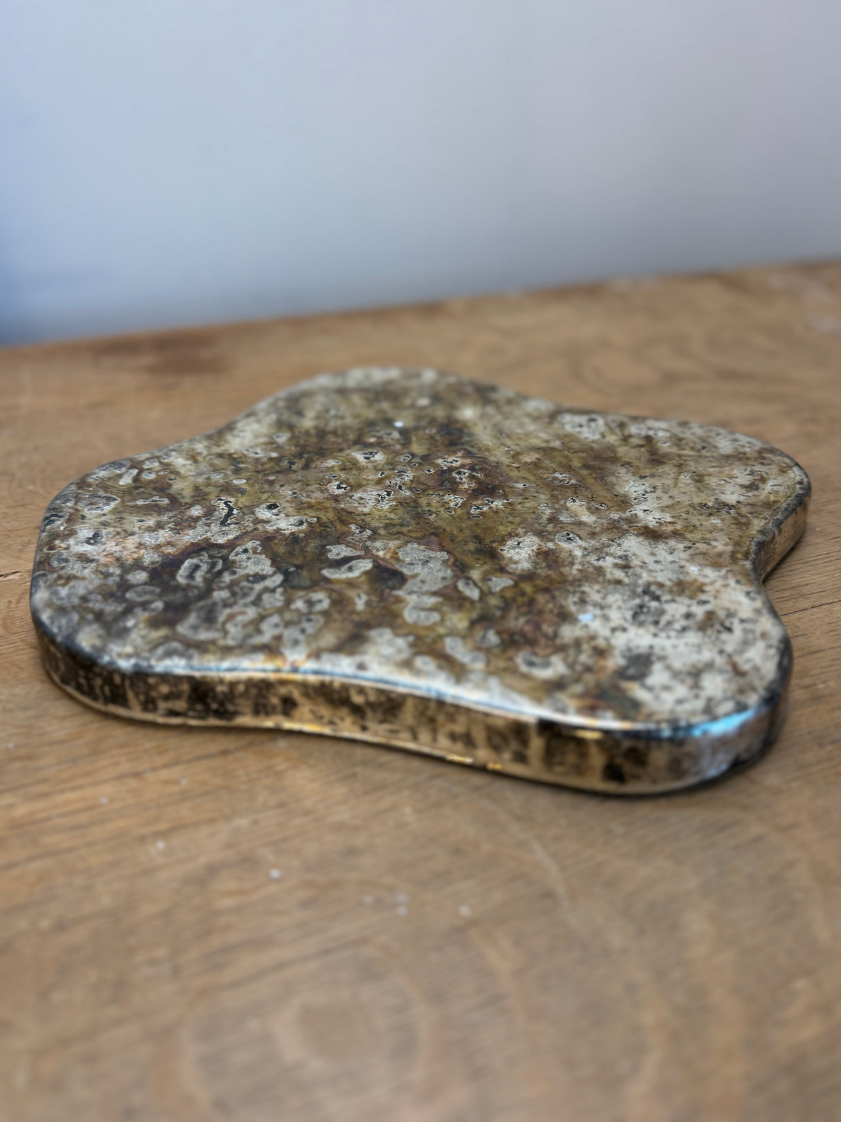 Decorative Mercury Glass Organic Shaped Pedestal