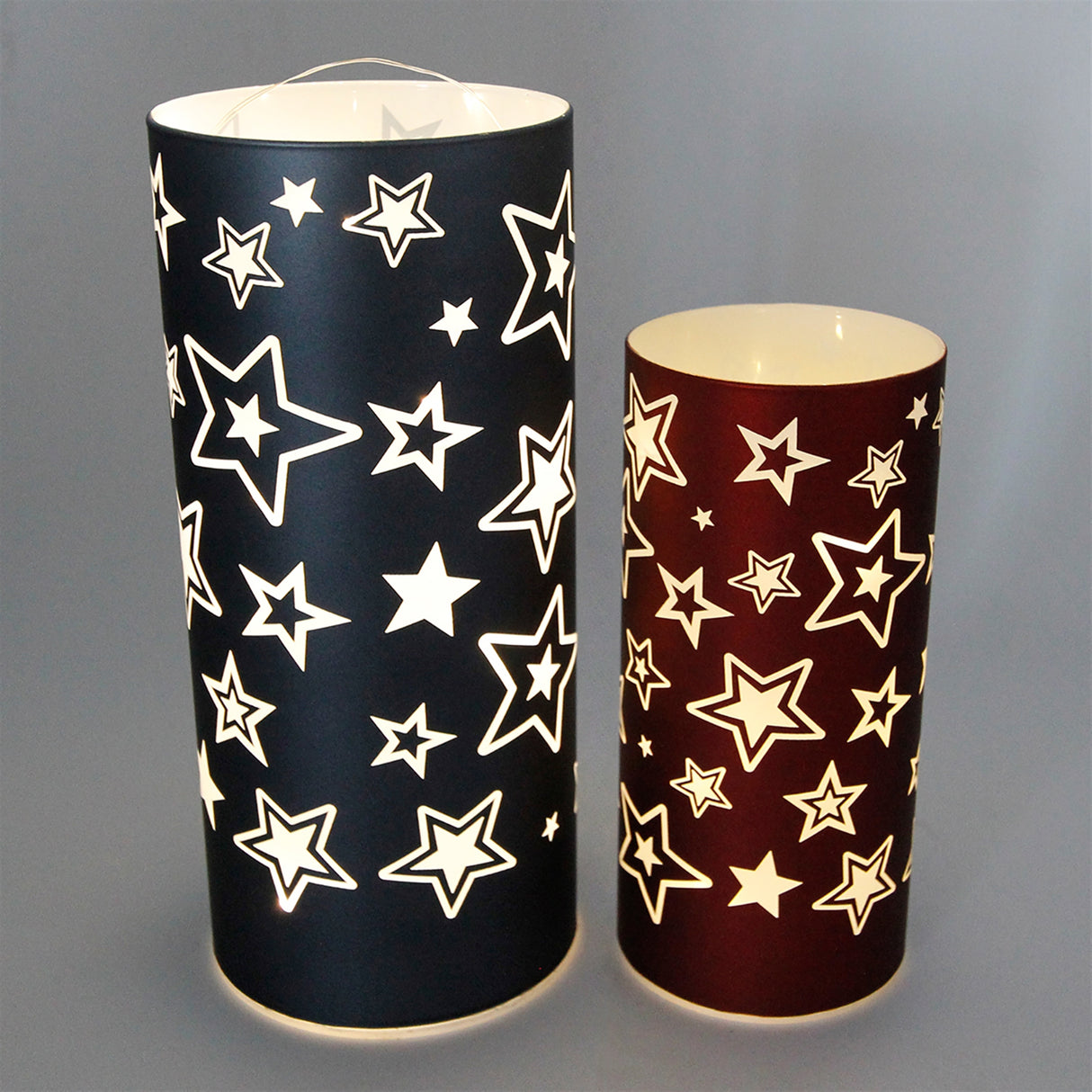 Stars & Stripes Lighted Glass Luminary Set of 2