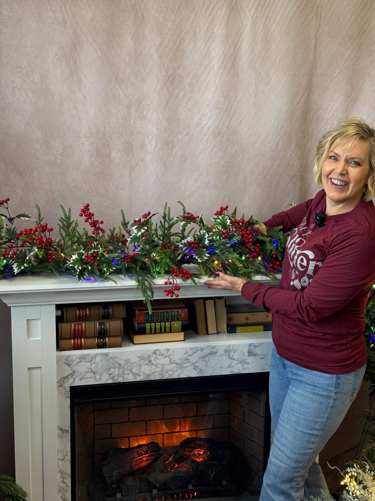 76” Green Oversized Norfolk Lighted Garland Multi & Warm