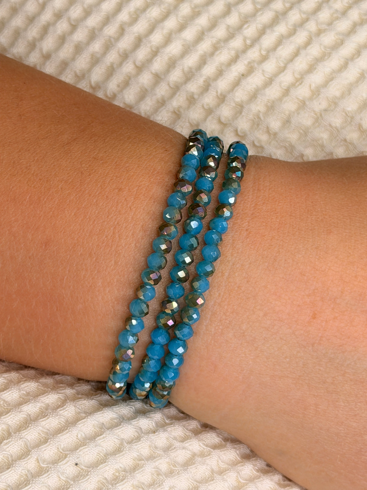 Golden Turquoise Transitioning Stretchy Facet Mila-Mix Bracelet