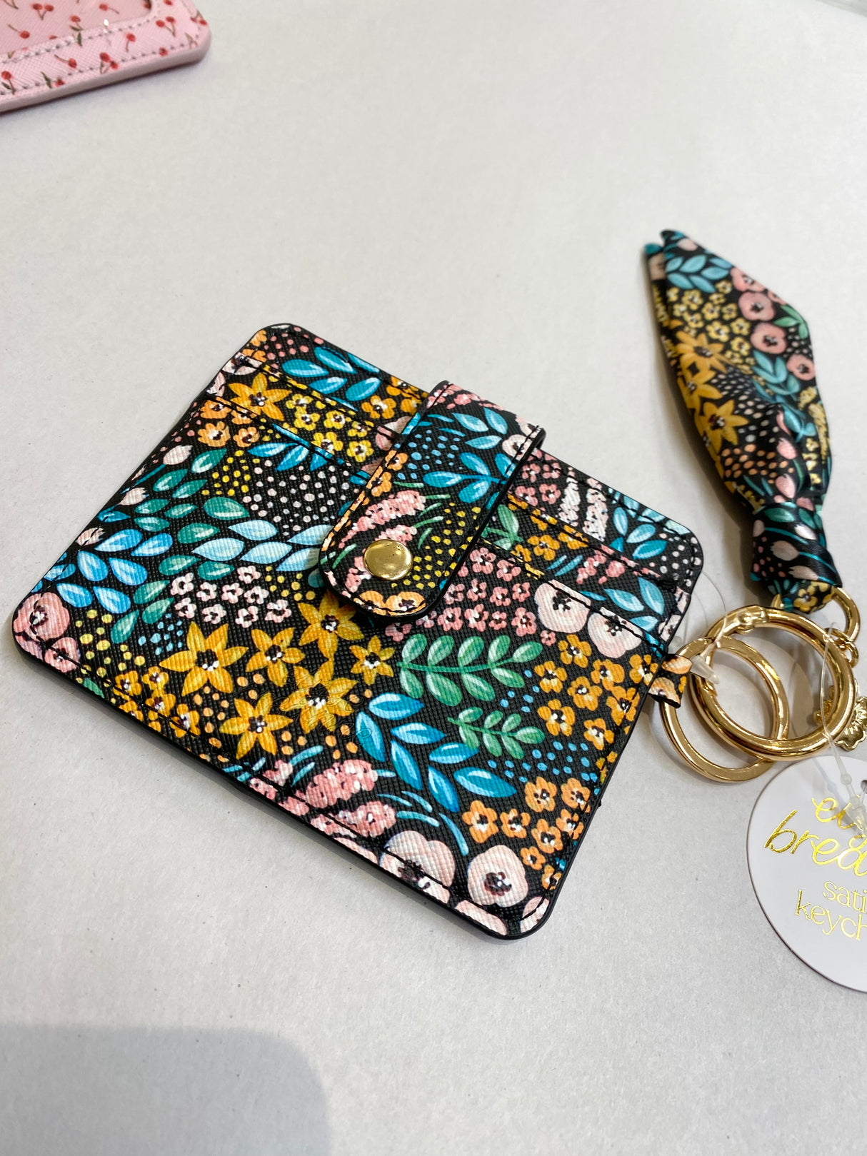 Black Floral Card Wallet