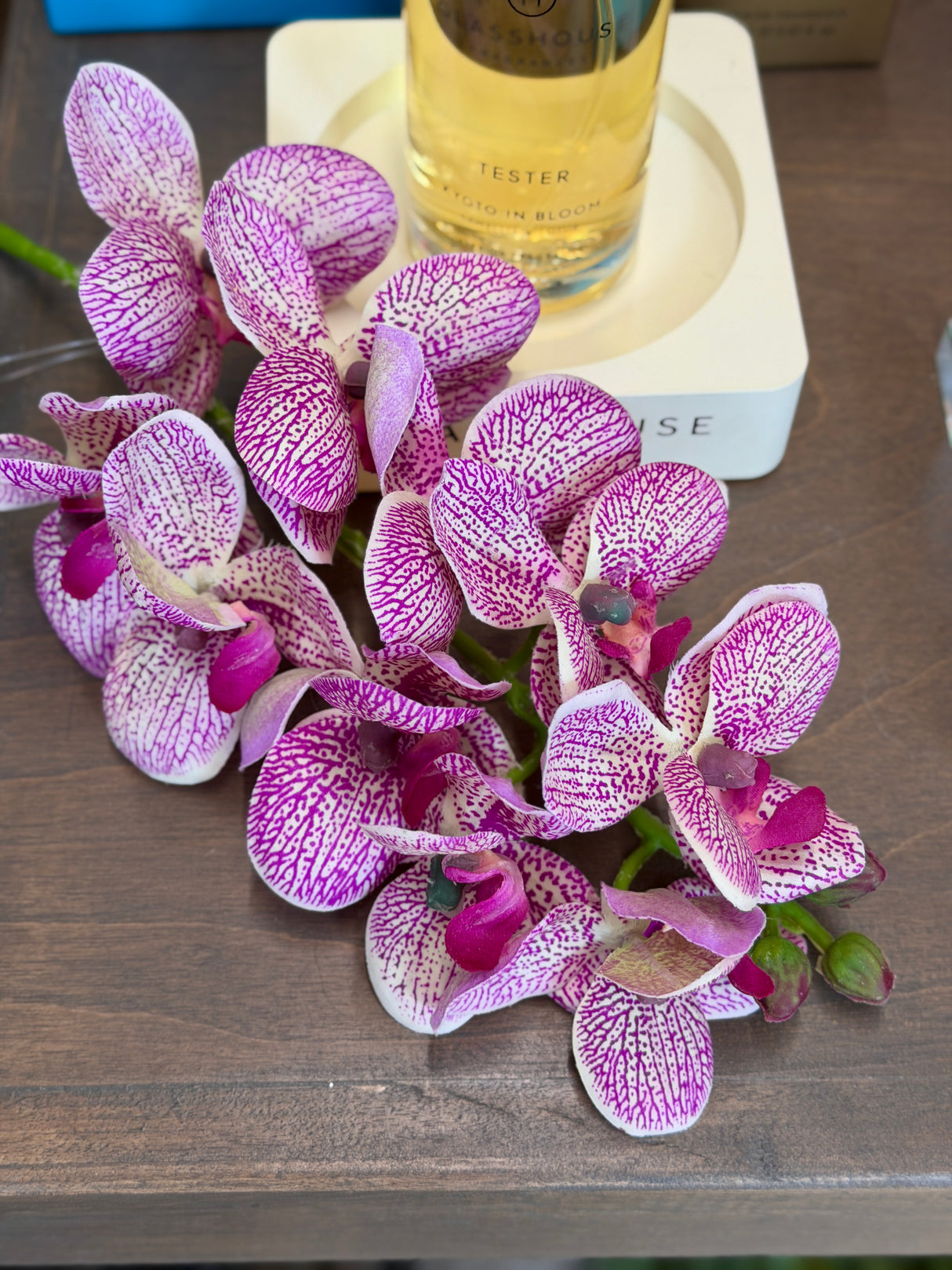 Real Touch Purple & Cream Orchid Spray