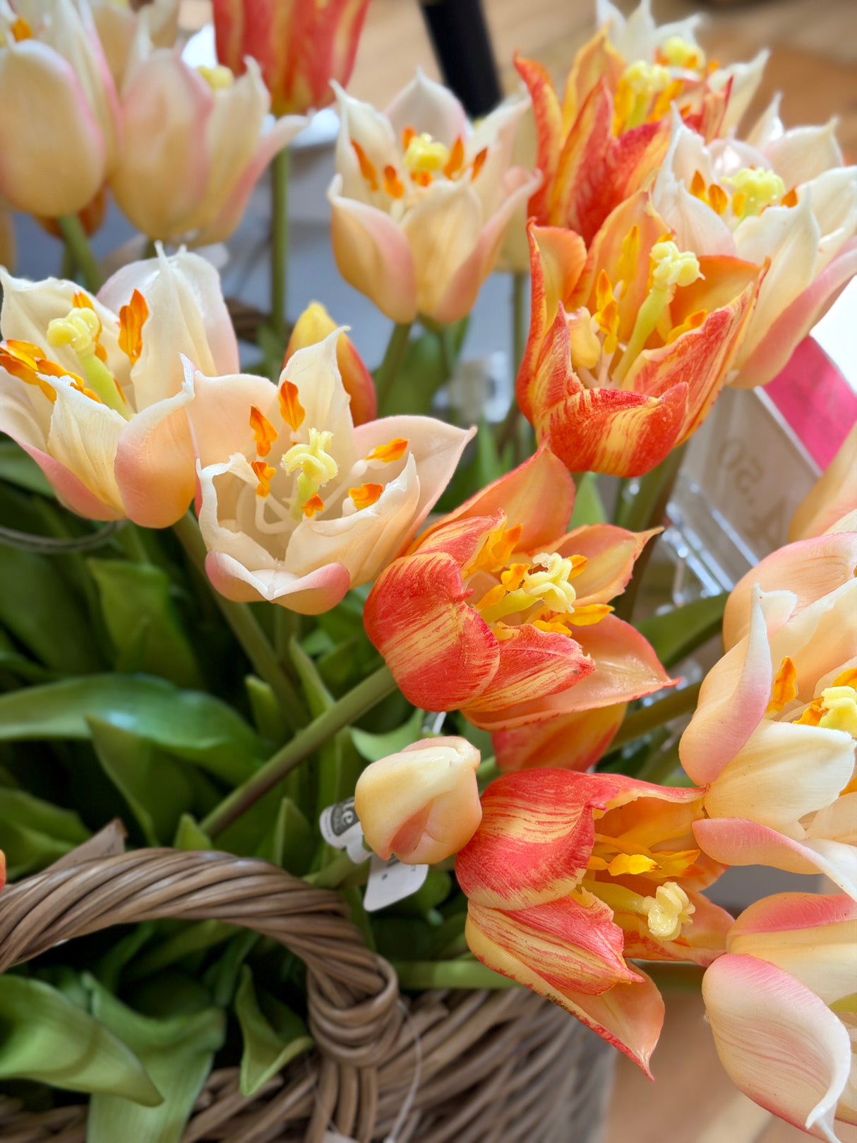 Coral Real Touch Parrot Tulip Bouquet