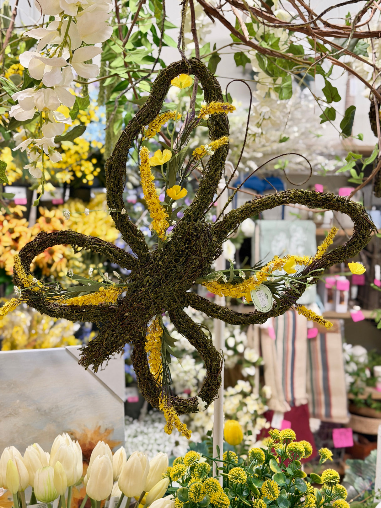 Floral Twig Moss Butterfly Wreath