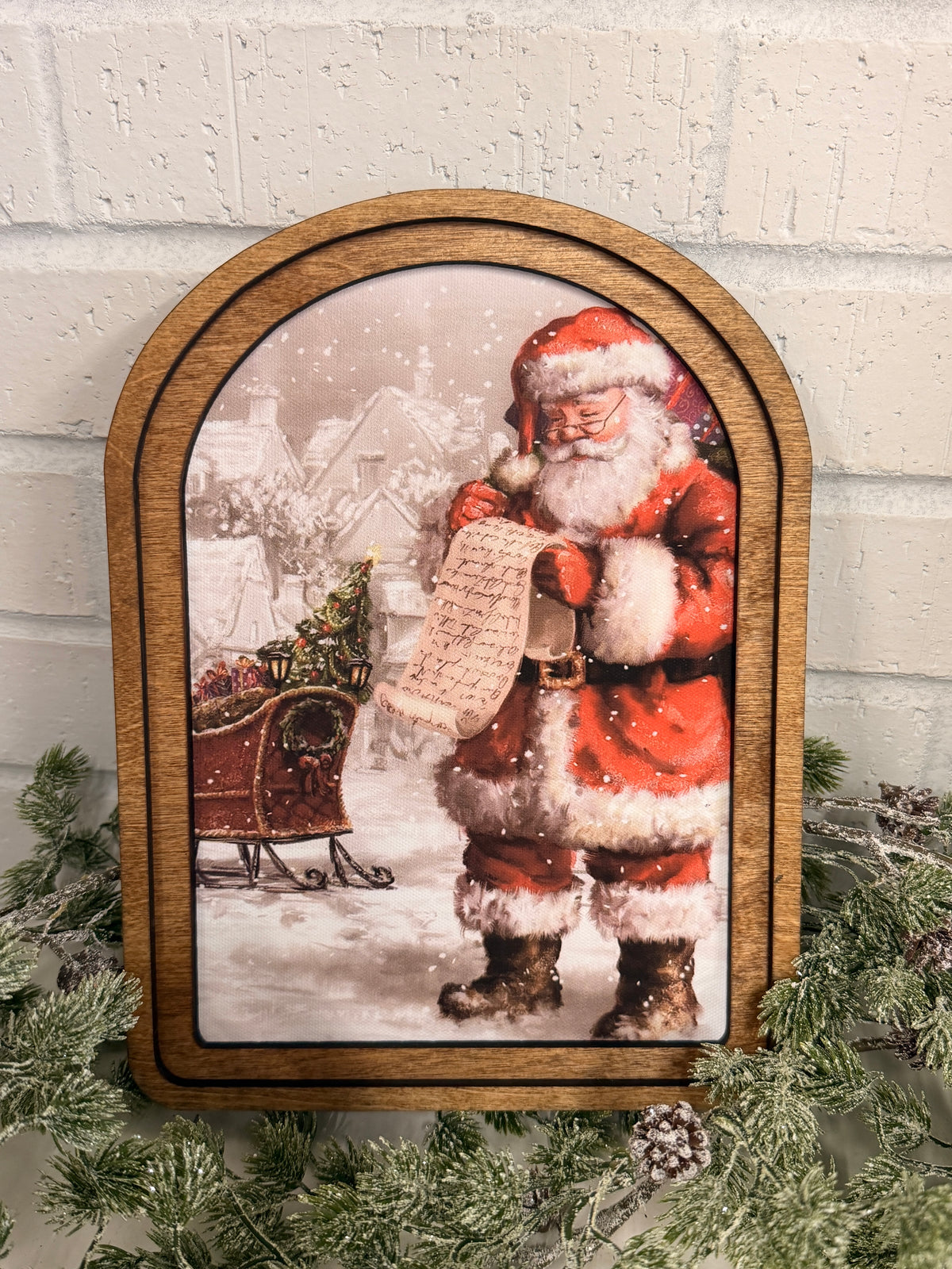 Arch Top Santa List Framed Art