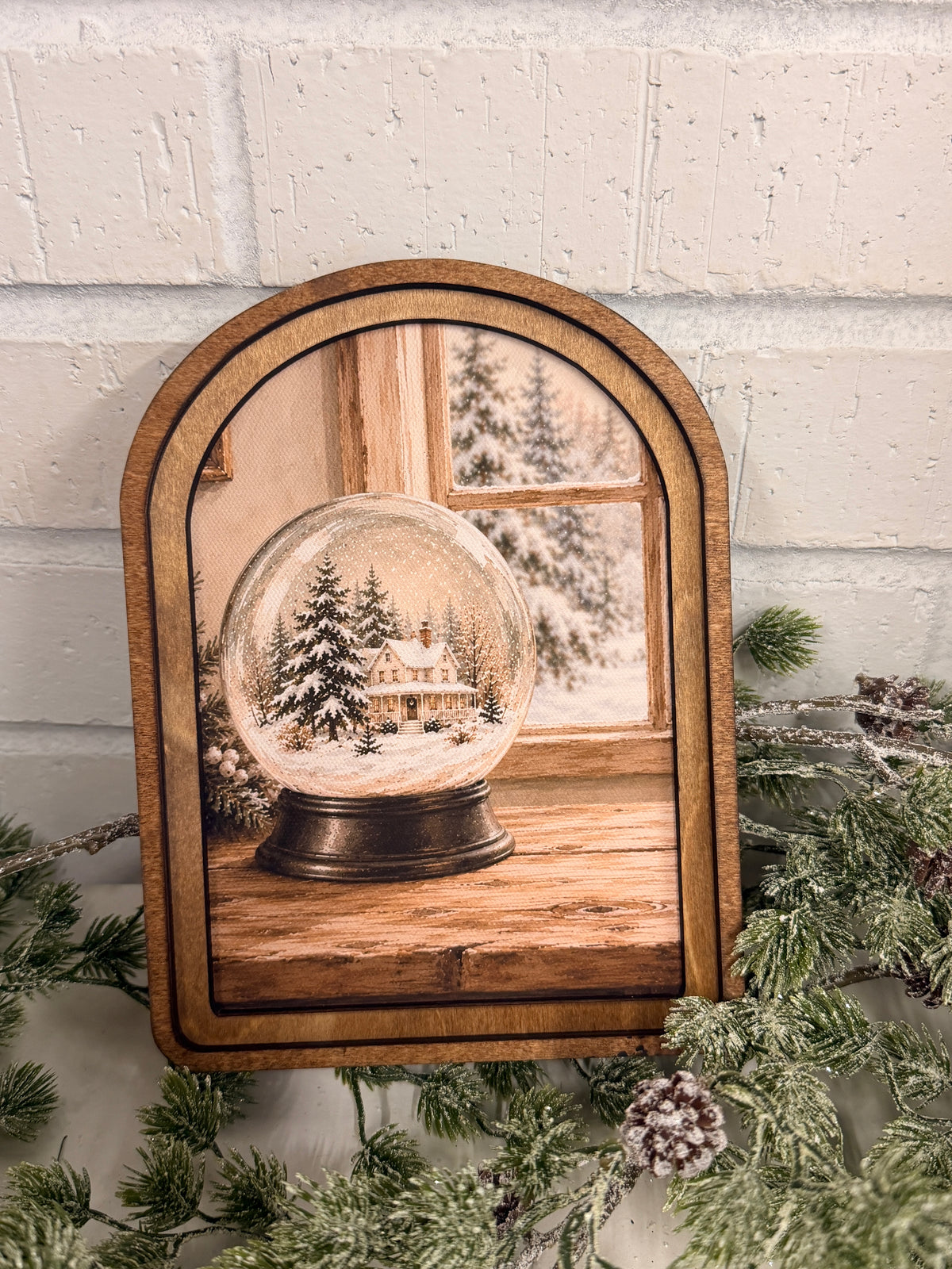 Arch Top Snow Globe Framed Art