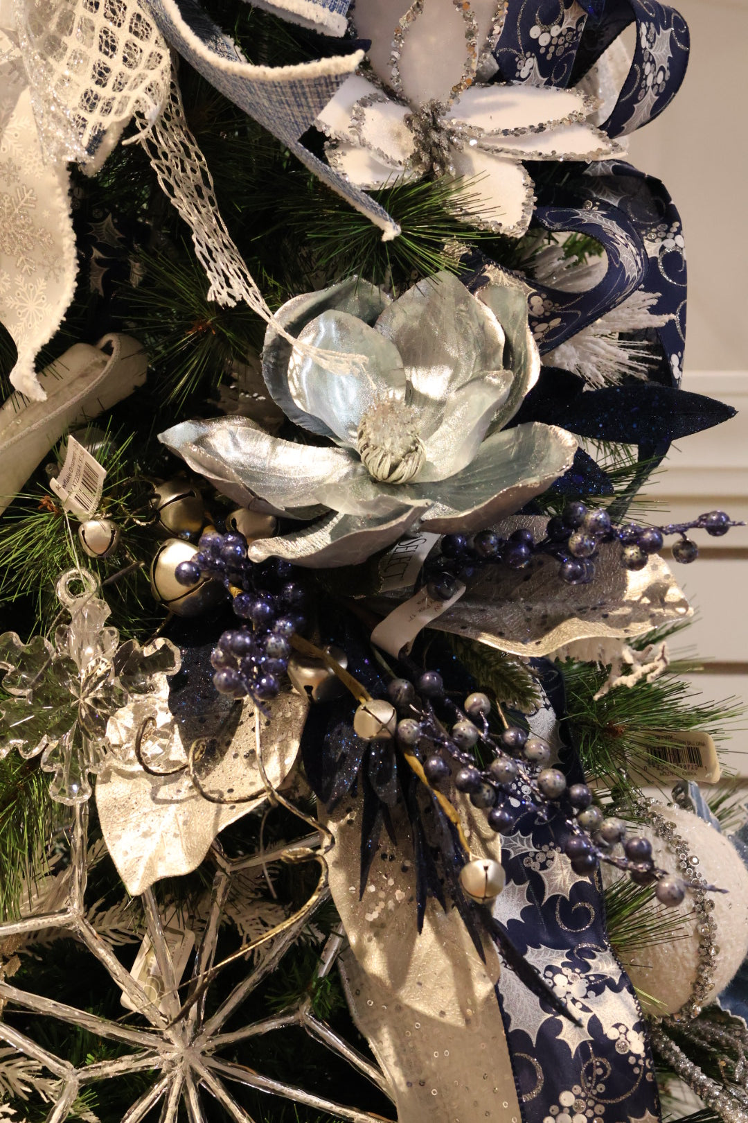 Blue Holiday Magnolia Spray