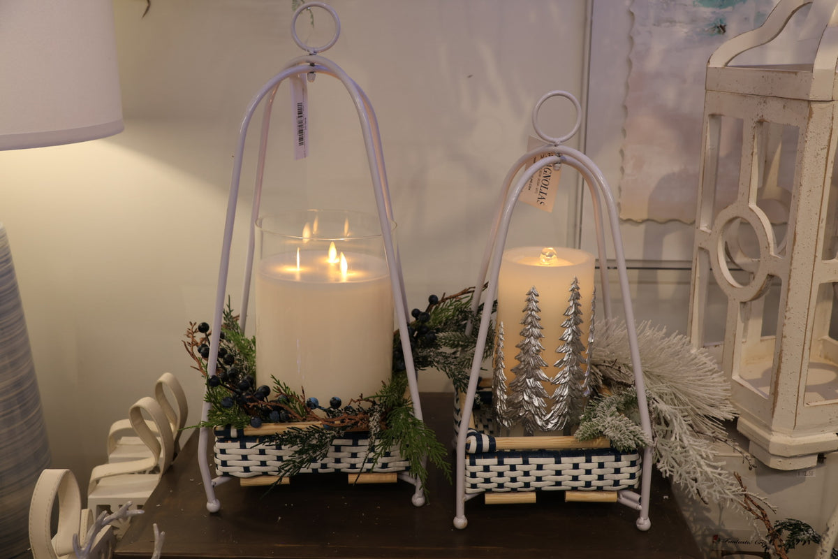 Silver Pine Tree Fountain Candle