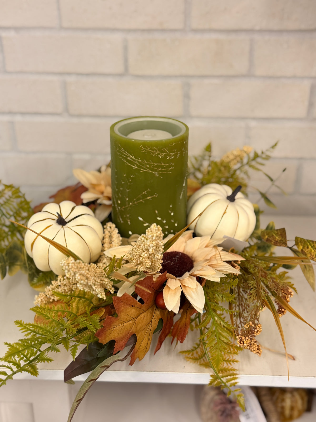 18" Liam Pumpkin Mini Wreath Candle Ring